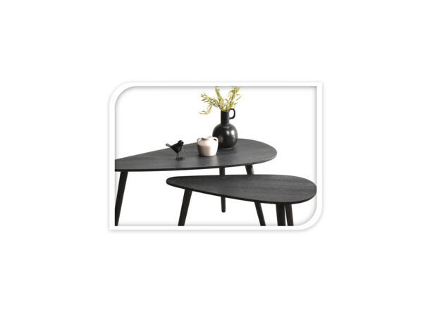 Bord sidebord sort foliert MDF s/2 60x30x35,80x40x40cm 