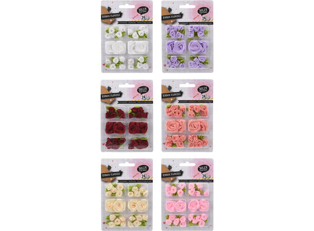 Bånd m/blomster 6ass Display 12stk 