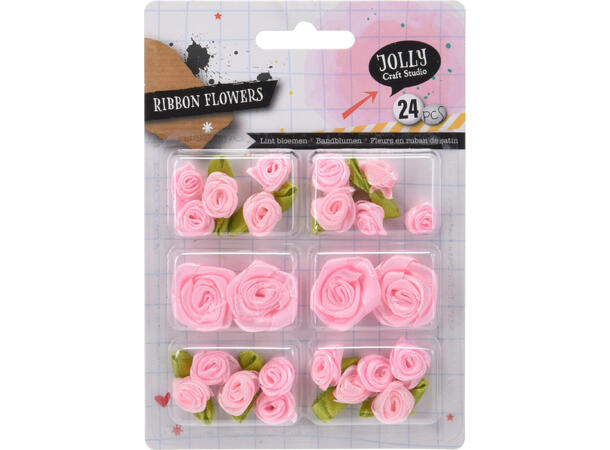 Bånd m/blomster 6ass Display 12stk 