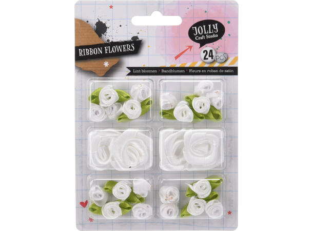 Bånd m/blomster 6ass Display 12stk 