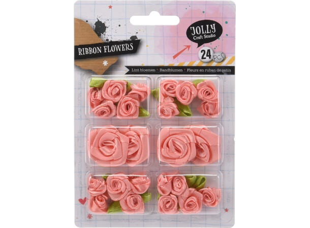 Bånd m/blomster 6ass Display 12stk 