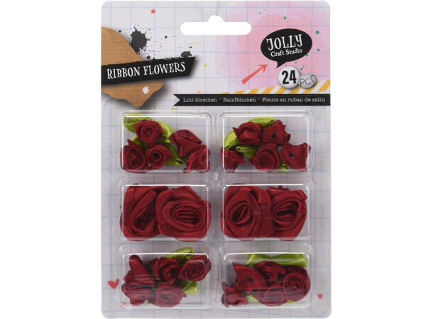 Bånd m/blomster 6ass Display 12stk 