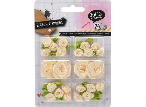 Bånd m/blomster 6ass Display 12stk 