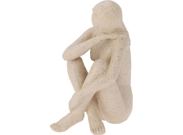 Dame sittende sand/sort h:18cm 4ass Forpakning: 8stk Vekt:400gram polyresin 