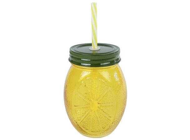Drikkeglass sitron glass  10,5x12,5cm Forpk 18stk Inkl.sugerør 