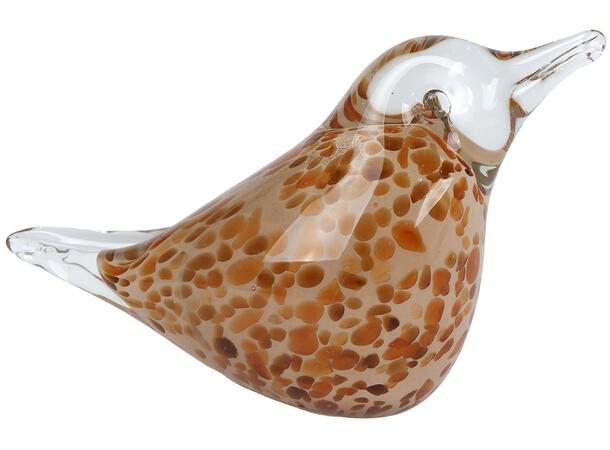 Fugl glass liggende brunlig 15x6x9,5cm 