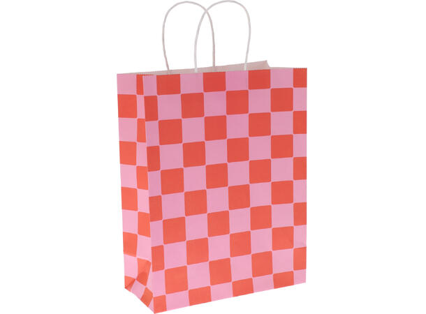 Gavepose rutet/stripet 25x12x23cm 4ass Forpakn: 12stk. Vekt:140gram Kraftpapir 