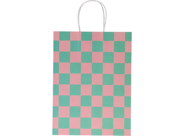 Gavepose rutet/stripet 25x12x23cm 4ass Forpakn: 12stk. Vekt:140gram Kraftpapir 