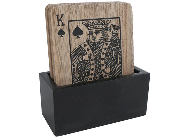 Glassbrikke tre kort/game 9x10,5x4cm s/4 