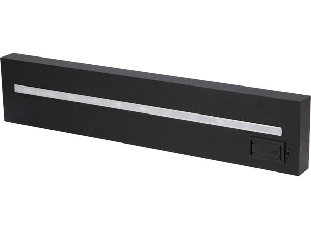 Hylle MDF sort m/LED-lys 60x4x12,5cm Batteri: 2xAA ikke inkludert 