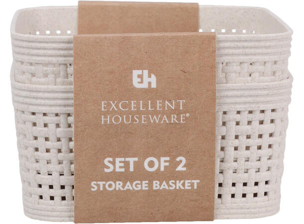 Kurv beige rutet design PP 12x12x6cm s/2 Vekt:56gram 