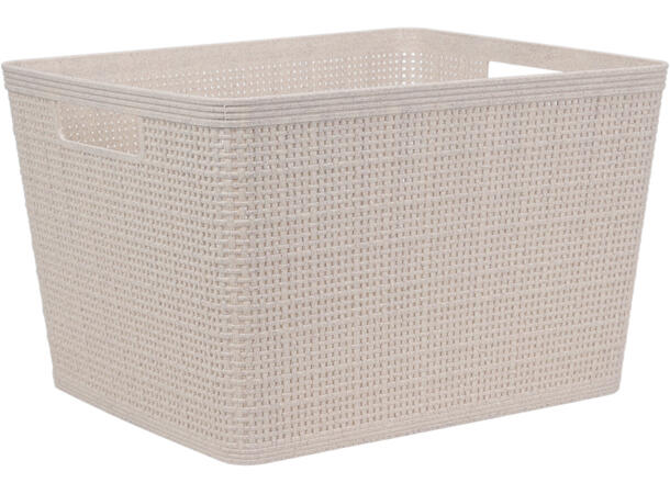 Kurv beige rutet design PP 35x29,5x22cm Vekt:460gram 