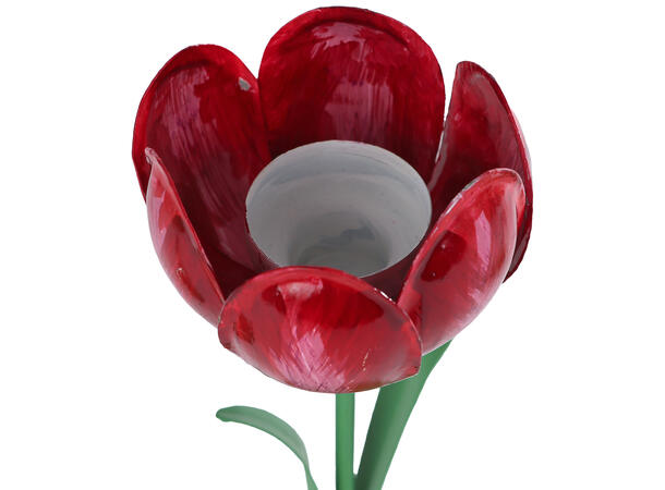 Lysestake telys Tulipan metall 25cm 3ass 