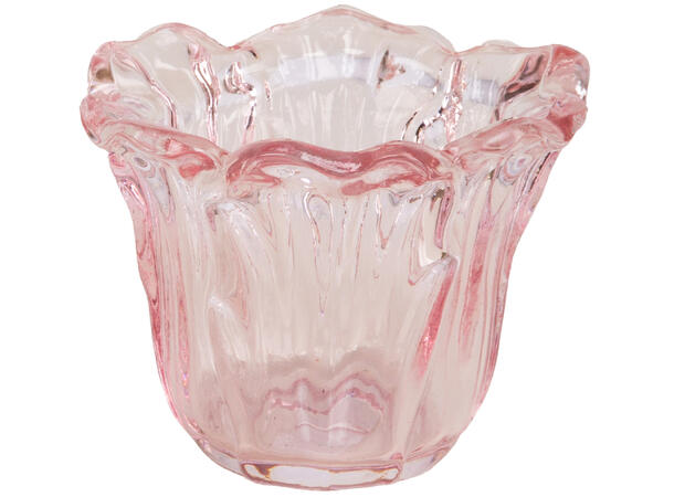 Lysestake telys blomst rosa 10x10x8cm 