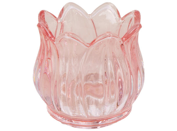 Lysestake telys tulipan rosa 7x7x6,5cm 