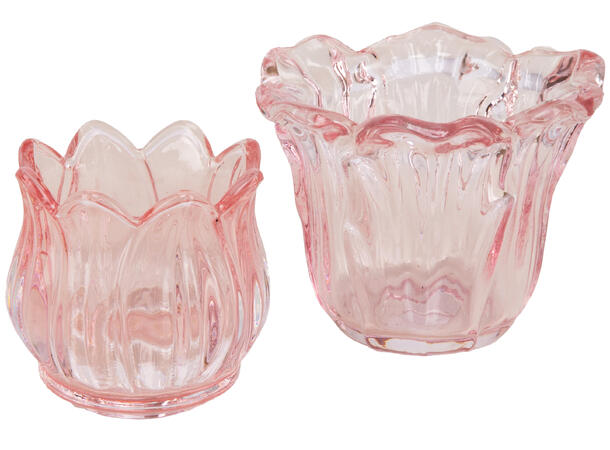 Lysestake telys tulipan rosa 7x7x6,5cm 