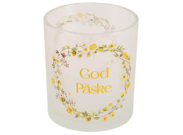 Lysglass krans God Påske 7x7x8cm 