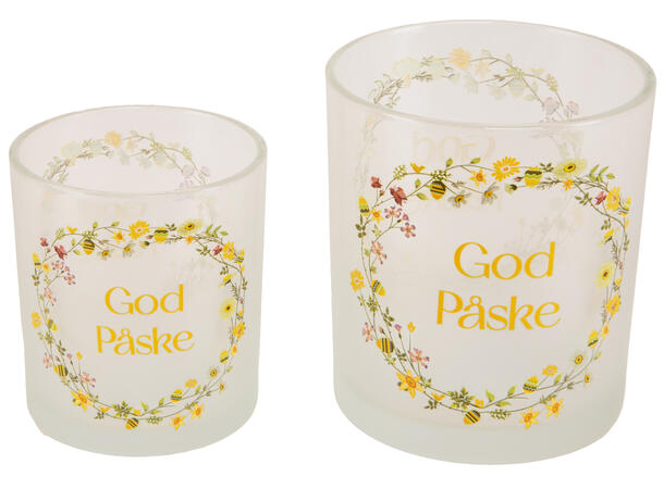 Lysglass krans God Påske 7x7x8cm 