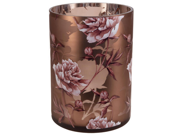 Lysglass peoner rosa/gråbrunt 18x24cm 