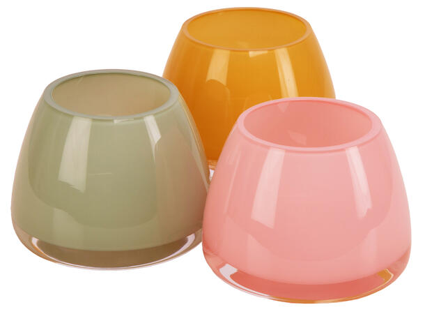 Lysglass telys rundt matt gul 9x6,5cm 