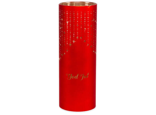 Lyslykt LED Istapp God Jul Rød 9x25cm Batteri: AAx2 Timer 6/18t 20 ledpærer 