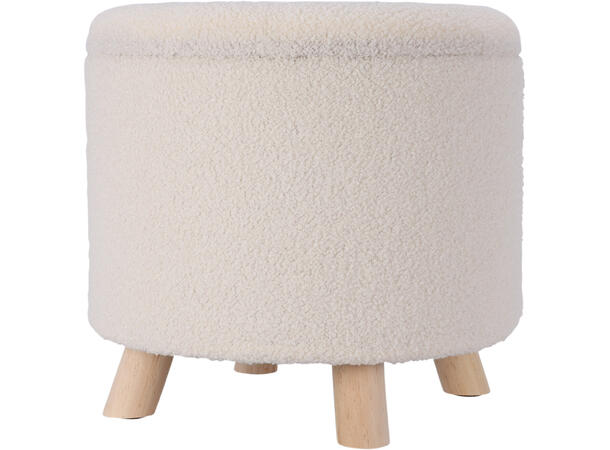 Puff oppbevaring hvit polyester 40x37cm Vekt:3kg 