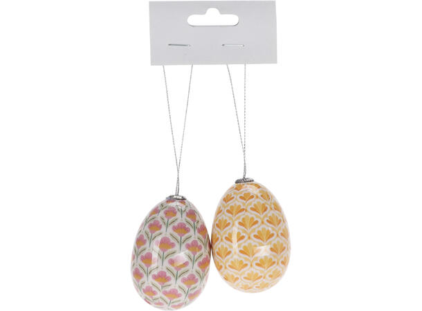 Påskeegg blomstret 4,5x6,5cm 2ass s/2 36 pk i display Materiale: Isopor 