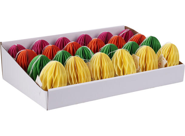 Påskeegg papir 6x9,5cm ass farger Display 24stk 