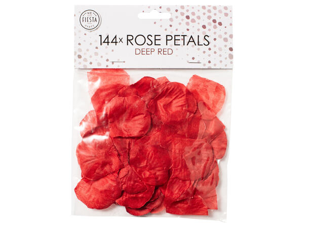 Roseblad strø 144stk dyp rød Pakke: 21x15x1cm 144stk Polyesterstoff 