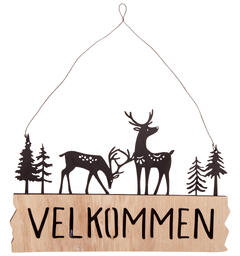 Skilt Velkommen tre metall 28x26cm