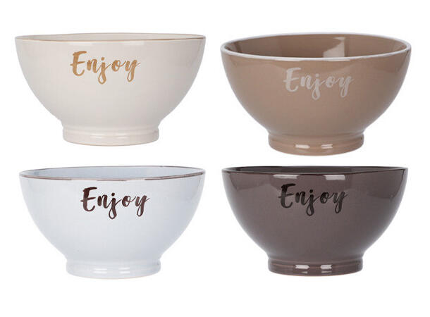 Skål Enjoy 850ml 18x7,5cm 4ass farger Forpk 4stk 500g Krem Mokka lys/mørk grå 