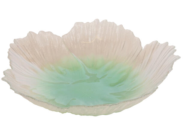 Skål blomst glass klar/grønn 20,5x5cm 