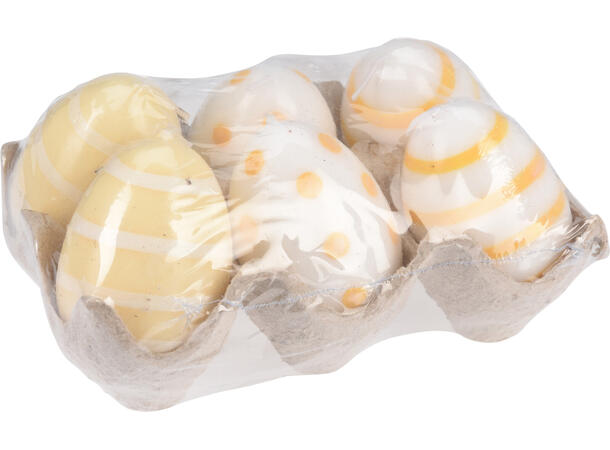 Sterainlys egg på brett 4x6cm 2ass 6 stk Vekt: 140gram pr 6pk Parafinvoks 