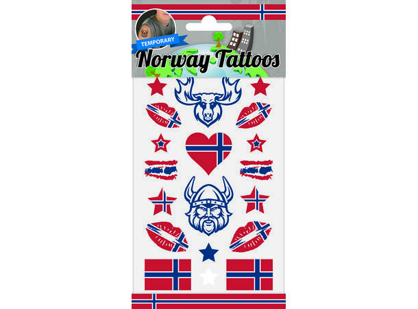 Tatovering avtagbar Norge 17. mai Forpk 10stk 20x10,5x0,01cm 10 gram 