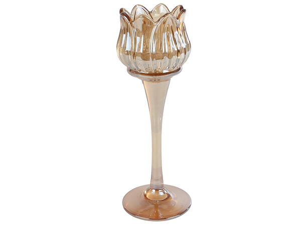 Telysestake tulipan glass amber 7x7x22cm 