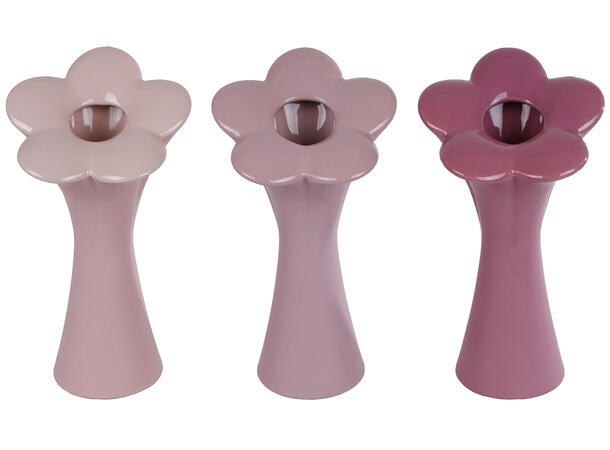 Vase blomst keramikk 13x11x25cm 3ass Lilla,rosa,fuchsia 