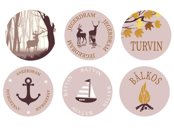 Vinkork Skog og Sjø krem 6 assortert Display 48stk Str 3,8x2,8cm 