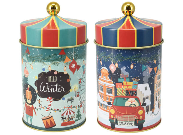 Boks metall Julenatt 10x18cm 2ass Forpk 12stk 