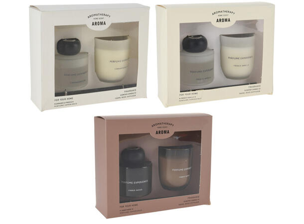 Duftlys duftolje sett 100ml 6x9,5cm 3ass Vanilje, Fresia, Cannabis 