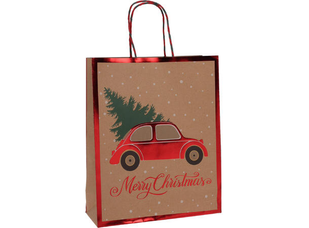 Gavepose Juledekor kraft 30x12x40cm 4ass 