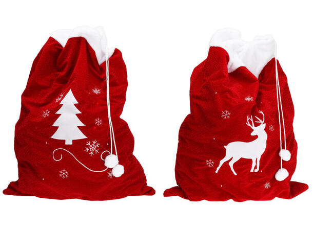 Gavesekk filt/fleece m/LED 60x90cm 2ass Batteri: 2xAA / Reinsdyr, Juletre 