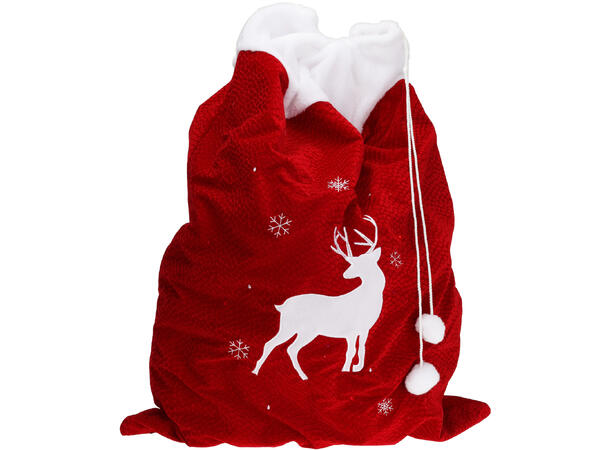 Gavesekk filt/fleece m/LED 60x90cm 2ass Batteri: 2xAA / Reinsdyr, Juletre 