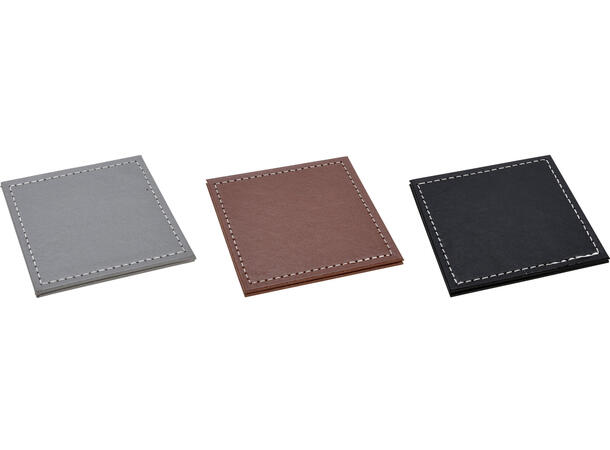 Glassbrikke PU-skinn 10x10cm 3ass 4stk 