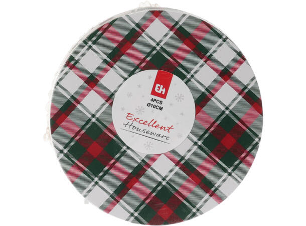 Glassbrikke rød/grønn julerute 9,5cm 4st 