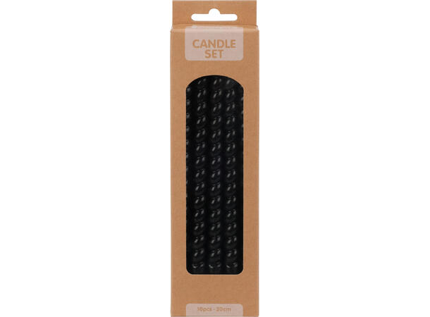 Kronelys mini vri 20cm D1,2cm 5ass 10stk Sort,grå,hvit,grønn,rosa 