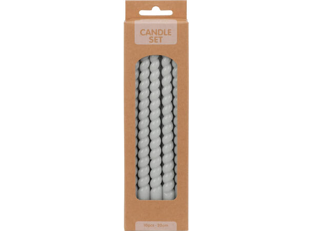 Kronelys mini vri 20cm D1,2cm 5ass 10stk Sort,grå,hvit,grønn,rosa 