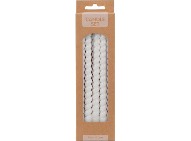Kronelys mini vri 20cm D1,2cm 5ass 10stk Sort,grå,hvit,grønn,rosa 