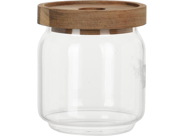 Krukke glass akasie trelokk 0,4L 9x10cm Forpk:24stk Vekt:186gr Temp.sterkt glass 