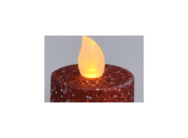LED Telys rød glitter 4cm 6 stk 24sett i display Batteri:1xCR2032 Inkl 