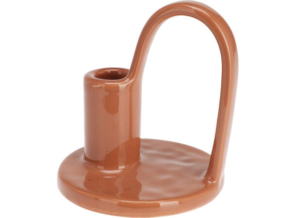 Lysestake m/håndtak keramikk h:12cm 3ass Forpakning: 8stk Teracotta, Khaki, Nude 